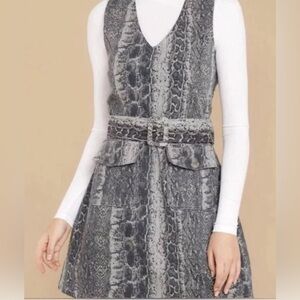 Judith March Platinum Python Belted Mini Dress | Like New